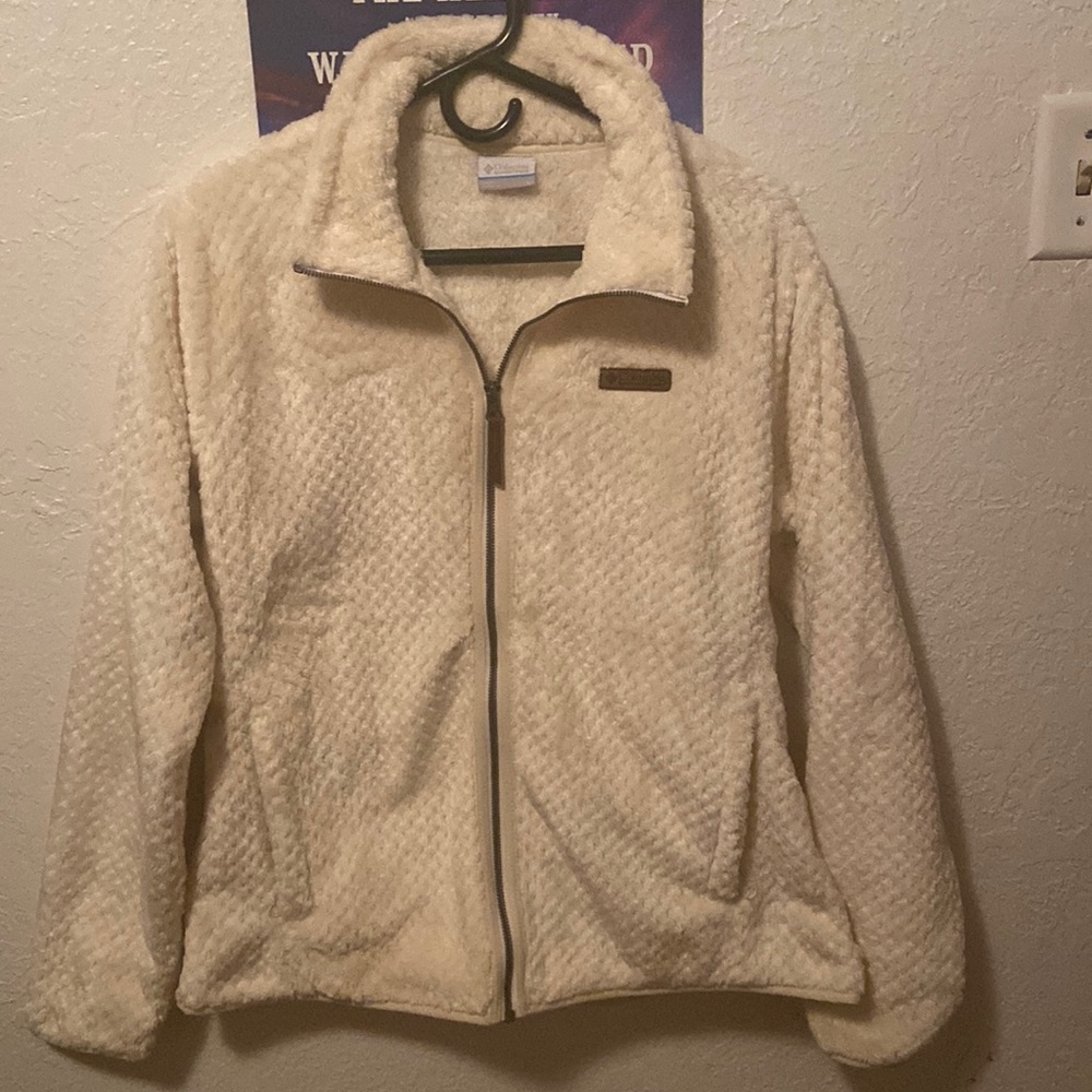 Plush Cream Columbia Zip Up Jacket